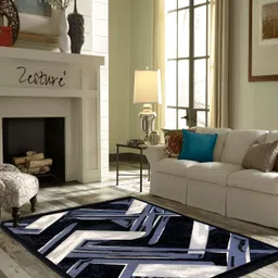ZESTURE Blue Abstract Printed Carpet-17