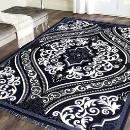 ZESTURE Black Abstract Polyester Carpet-56