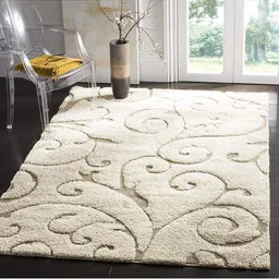 IMRA CARPET Beige Ethnic Motifs Shaggy Carpet-image-26