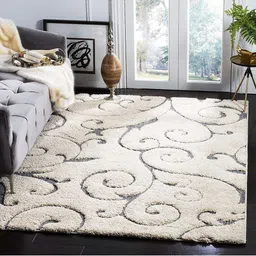 IMRA CARPET Beige Ethnic Motifs Shaggy Carpet-image-83