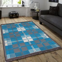 ZESTURE Blue Geometric Printed Carpet-14