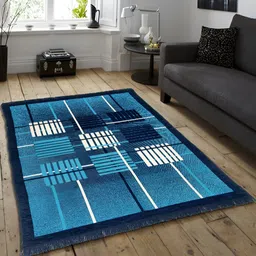 ZESTURE Blue Geometric Regular Carpet-29