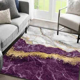 Sparrow world Purple Bohemian Anti-Skid Polyester Carpet-26