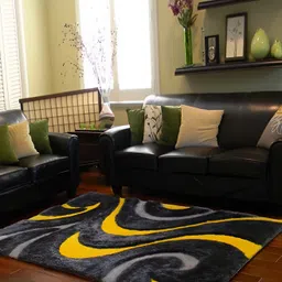 Shopgallery Yellow & Grey Abstract Printed Anti Skid Carpet-17