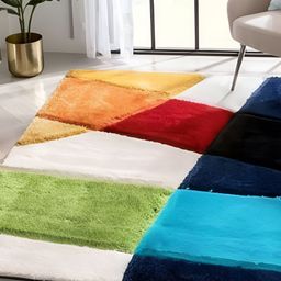 Shopgallery Orange Geometric Anti-Skid Polyester Carpet-image-9