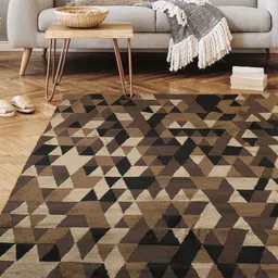 Saral Home Brown & Black Printed Cotton Rectangular Carpet-20