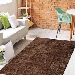 Saral Home Brown Solid Cotton Soft Heavy Duty Shaggy Carpet-10