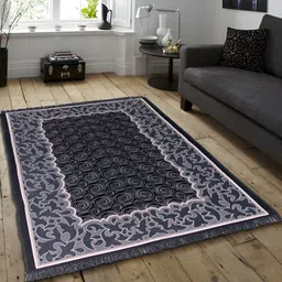 ZESTURE Black & Grey Abstract Printed Carpet image 3