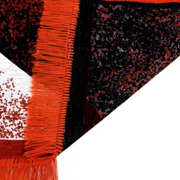 ZESTURE Red & Black Abstract Rectangle Shaped Carpet image 2
