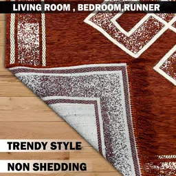 bsb home Rust & Beige Geometric Anti-Skid Rectangular Carpet image 3
