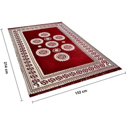 ZESTURE Maroon Abstract Polyester Carpet image 4