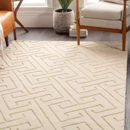 Safiya Carpet Beige Geometric Hand-Tufted Woollen Carpets-image-60