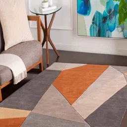Safiya Carpet Beige Geometric Hand-Tufted Woollen Carpets-image-75