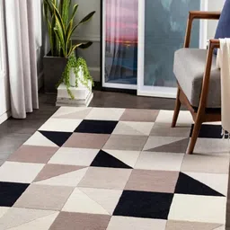 Safiya Carpet Beige Geometric Hand-Tufted Woollen Carpets-image-61