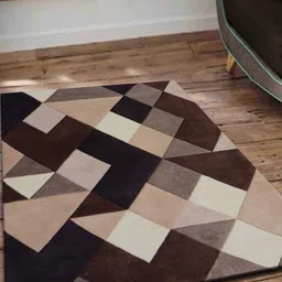 Safiya Carpet Black Geometric Hand-Tufted Woollen Carpets-image-95