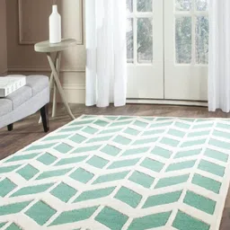Safiya Carpet Green Geometric Hand-Tufted Woollen Carpets-image-96