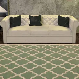 Safiya Carpet Green Geometric Hand-Tufted Woollen Carpets-image-81