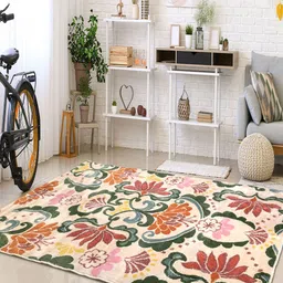 Saral Home Cream-Coloured Printed Cotton Carpets-46