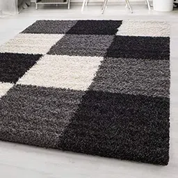 AaHo Decor Black & White Jute Geometric Shaggy Carpets-image-17