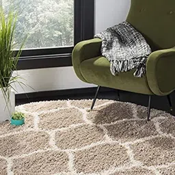 Safiya Carpet Beige Geometric Anti-Skid Polyester Carpets-image-43