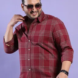Instafab Plus Classic Tartan Checked Cotton Casual Shirt-image-84