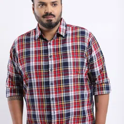 HIGHLANDER Men Plus Size Regular Fit Tartan Checks Casual Shirt-image-94