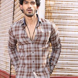 Thomas Scott Slim Fit Tartan Checked Spread Collar Long Sleeves Cotton Casual Shirt-image-82