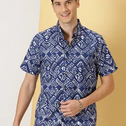 Thomas Scott Smart Floral Opaque Printed Cotton Casual Shirt-image-85