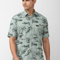Peter England Casuals Slim Fit Graphic Printed Casual Cotton Shirt-image-44