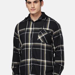 SF JEANS by Pantaloons Slim Fit Tartan Checked Detachable Hood Casual Cotton Shirt-image-30