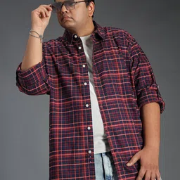Freeform by High Star Classic Tartan Checked Cotton Casual Shirt-image-59
