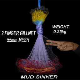 purkait fish net PURKAIT Fishnet 2 Finger 55mm GILLNET MUD Sinker, Height 5F, UP Lenght 50F, Down Lenght 100F Fishing Net image 3