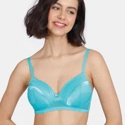 Zivame Blue Floral Lightly Padded Non Wired T-shirt Bra-17