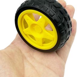 BO Motor Wheel 65MM Diameter Yellow Hub Black Rubber Tire Pack of 4 for Rduino UNO Robotics Cars DIY Robot Projects Compatible with TT BO Motors Lightweight Durable Design image 5
