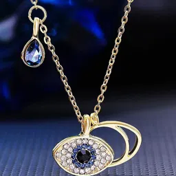 Jewels Galaxy Gold-plated American Diamond-studded Evil Eye Pendants With Chain-image-79