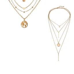 Jewels Galaxy Set Of 2 Gold-Plated Layered Chain-6