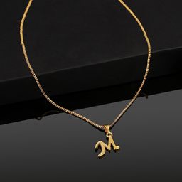 Estele Gold-Plated Initial M Pendant With Chain-6