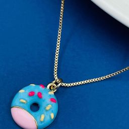 ZIVOM 18KT Gold-Plated Enamelled Donut Pendant With Chain-image-44