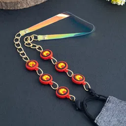 Golden Peacock Kids Red & Gold-Toned Mask Chain-28