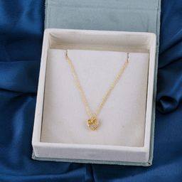 DressBerry Gold-Plated Stone-Studded Heart Shape Pendant With Chain-12