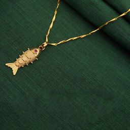 PINAAKA DARINI 1 Gram Gold Plated Fish Pendant with Chain-38