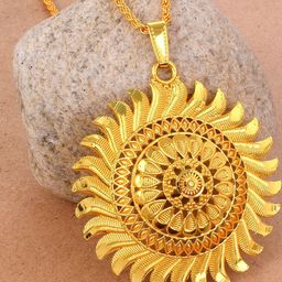MEMOIR Gold-Plated Sun-Shaped Pendant With Chain-29