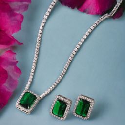 Designs & You Silver-Plated American Diamond-Studded Pendant With Chain-43