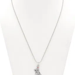 MEMOIR Silver-Plated Standing Krishna With Flute Pendant With Chain-55