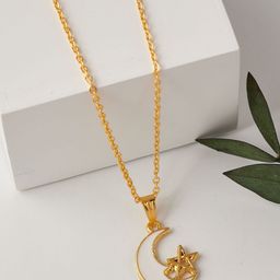 DressBerry Gold-Plated Moon Shaped Pendant With Chain-20