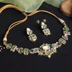 BeAbhika Kundan Studded Choker With Earrings-image-19