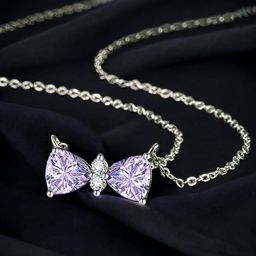 Designs & You Silver-Plated Cubic Zirconia Studded Bow Shaped Necklace-image-90