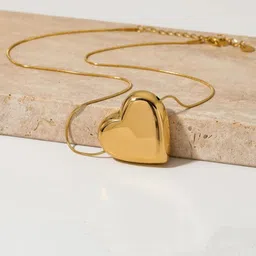 V FASHION JEWELLERY 92101 Gold-Plated Stainless Steel Plain Heart Chain-50