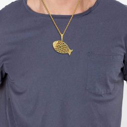MEMOIR Gold Plated Fish Shape Charm Pendant With Chain-image-47