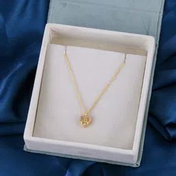 DressBerry Gold Plated Stone-Studded Heart Shape Pendant With Chain-image-54
